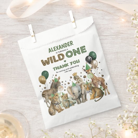 ジャングルサファリワイルドパーティーアニマルボーイズ誕生日 フェイバーバッグ (クリップ留めされた状態)