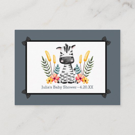 ジャングルサファリワイルドベビーシャワーアドバイス エンクロージャーカード (裏面)