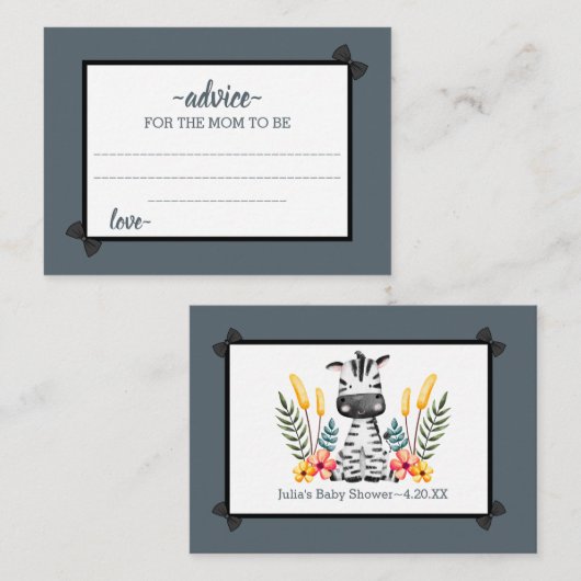 ジャングルサファリワイルドベビーシャワーアドバイス エンクロージャーカード (正面/裏面)