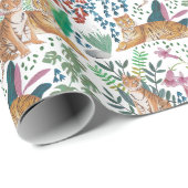 ジャングルサファリワイルドライフ自然野生のネコの虎 ラッピングペーパー (ロールコーナー)