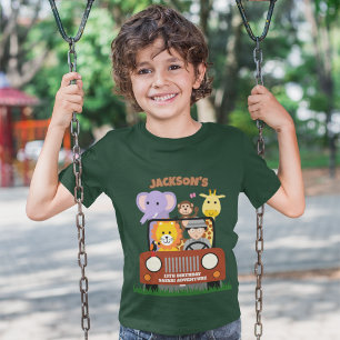 ジャングルサファリワイルドワンズーアニマル子供の誕生日 Tシャツ