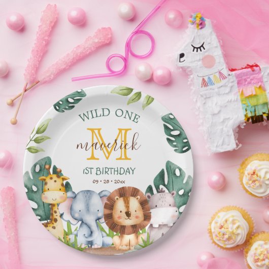 ジャングルサファリワイルドワンテーマの誕生日 ペーパープレート (パーティー)