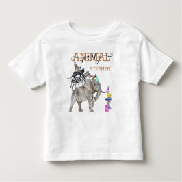 ジャングルサファリワイルドワンバースデーパーティー動物 トドラーTシャツ