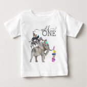 ジャングルサファリワイルドワンバースデーパーティー動物 ベビーTシャツ (正面)