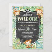 ジャングルサファリワイルドワンファースト誕生日パーティー 招待状 (正面)