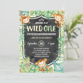 ジャングルサファリワイルドワンファースト誕生日パーティー 招待状 (スタンド正面)