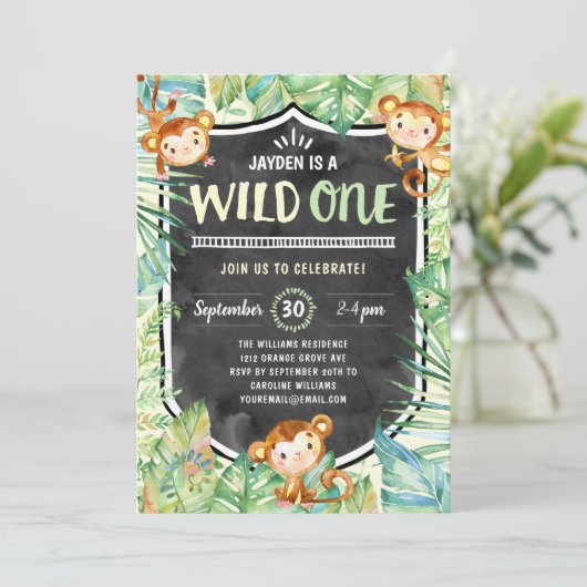 ジャングルサファリワイルドワンファースト誕生日パーティー 招待状 (スタンド正面)