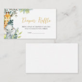 ジャングルサファリワイルドワンベビーシャワーおむつラッフル エンクロージャーカード (正面/裏面)