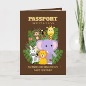 ジャングルサファリワイルドワンベビーシャワーパスポート 招待状 (正面)