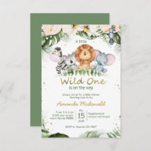 ジャングルサファリワイルドワンベビーシャワー招待状