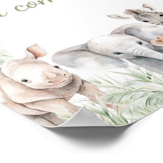 ジャングルサファリワイルドワン動物ありがとう来。 ポスター (角)