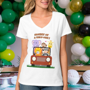 ジャングルサファリワイルドワン動物園の動物の赤ちゃんシャワー Tシャツ