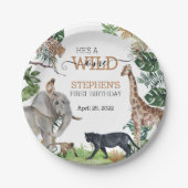 ジャングルサファリワイルドワン誕生日ブラックパンサー ペーパープレート (正面)