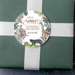 ジャングルサファリワイルドワン誕生日ブラックパンサー ラウンドシール