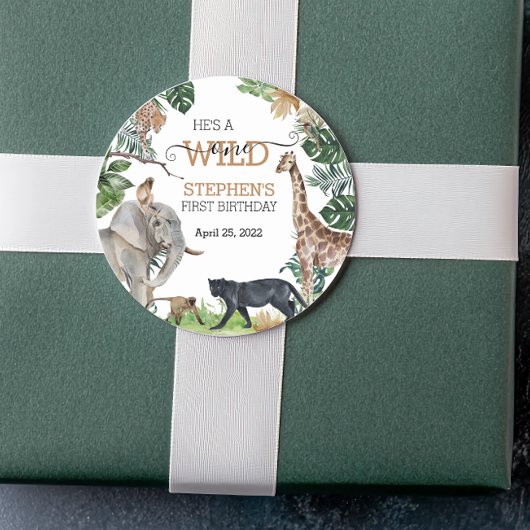 ジャングルサファリワイルドワン誕生日ブラックパンサー ラウンドシール