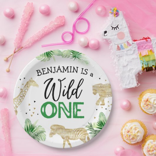 ジャングルサファリワイルドワン誕生日 ペーパープレート (パーティー)