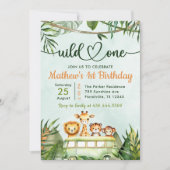 ジャングルサファリワイルドワン1歳の誕生日 招待状 (正面)