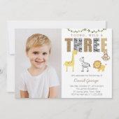 ジャングルサファリワイルド3rd誕生日パーティーfor Boy 招待状 (正面)