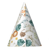 ジャングルサファリ動物かわいい幼児の誕生日パーティー パーティーハット (裏面)