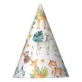 ジャングルサファリ動物かわいい幼児の誕生日パーティー パーティーハット (正面)