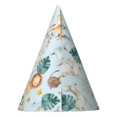 ジャングルサファリ動物かわいい幼児の誕生日パーティー パーティーハット (裏面)