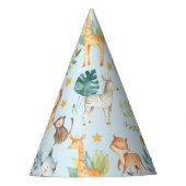 ジャングルサファリ動物かわいい幼児の誕生日パーティー パーティーハット (正面)