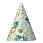 ジャングルサファリ動物かわいい幼児の誕生日パーティー パーティーハット (裏面)