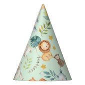 ジャングルサファリ動物かわいい幼児の誕生日パーティー パーティーハット (左)