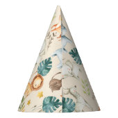 ジャングルサファリ動物かわいい幼児の誕生日パーティー パーティーハット (裏面)