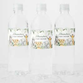 ジャングルサファリ動物のベビーシャワー ペットボトルラベル