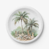 ジャングルサファリ動物のベビーシャワー ペーパープレート (正面)