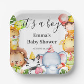 ジャングルサファリ動物のベビーシャワー ペーパープレート (正面)