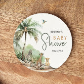 ジャングルサファリ動物のベビーシャワー ラウンドペーパーコースター
