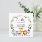 ジャングルサファリ動物のベビーシャワー 招待状 (スタンド正面)