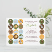 ジャングルサファリ動物の中立のベビーシャワー 招待状 (スタンド正面)