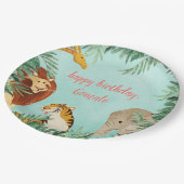 ジャングルサファリ動物の子供の誕生日のパーティーの幼児 ペーパープレート (アングル)