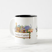 ジャングルサファリ動物の森の水色 ツートーンマグカップ (正面左)