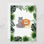 ジャングルサファリ動物の男の子のシャワー招待 招待状 (裏面)