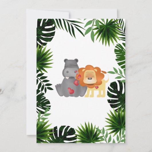 ジャングルサファリ動物の男の子のシャワー招待 招待状 (裏面)