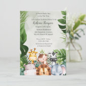 ジャングルサファリ動物の男の子ベイビーシャワー 招待状 (スタンド正面)