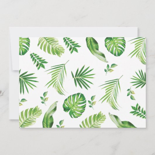 ジャングルサファリ動物の緑の最初の誕生日の写真 招待状 (裏面)