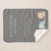 ジャングルサファリ動物の誕生のお知らせ シェルパブランケット (正面(横))