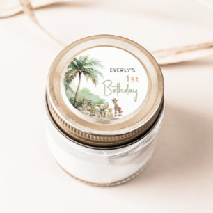 ジャングルサファリ動物の誕生日パーティーのお気に入りシール ラウンドシール