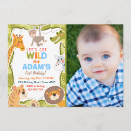 ジャングルサファリ動物の誕生日パーティーへの招待 招待状
