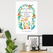 ジャングルサファリ動物の赤ちゃんシャワーへようこそ ポスター (ホームオフィス)