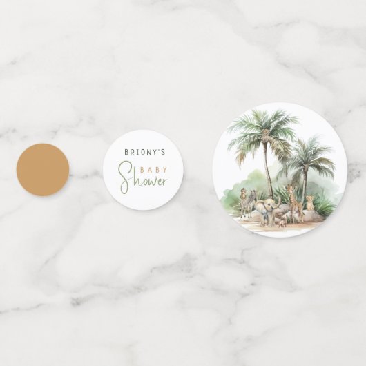 ジャングルサファリ動物の赤ちゃんシャワーテーブル コンフェッティ (裏面)