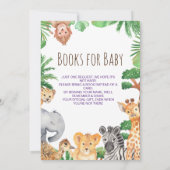ジャングルサファリ動物の赤ちゃんシャワーブックベビー 招待状 (裏面)