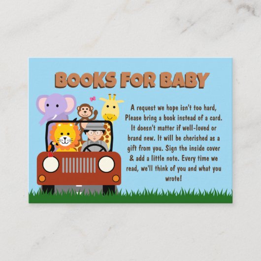 ジャングルサファリ動物の赤ちゃんシャワーベビー エンクロージャーカード (正面)