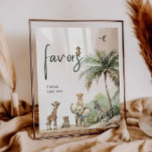 ジャングルサファリ動物の赤ちゃんシャワー好意サイン ポスター