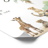 ジャングルサファリ動物の赤ちゃんシャワー好意サイン ポスター (角)